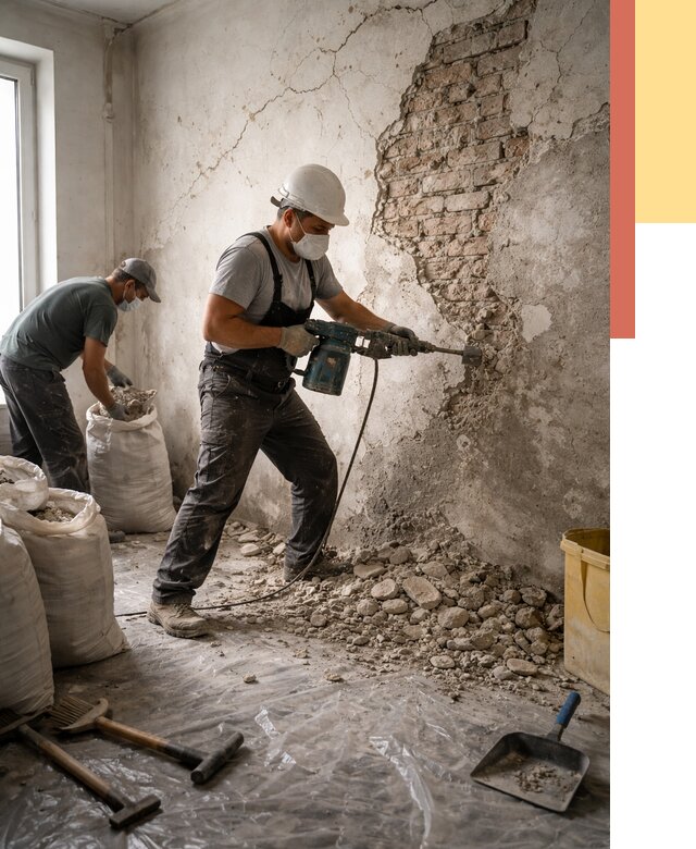 Демонтаж штукатурки со стен в Пензе от 7391 руб/м² — быстро и недорого | ОТДЕЛОЧНИК-Пнз