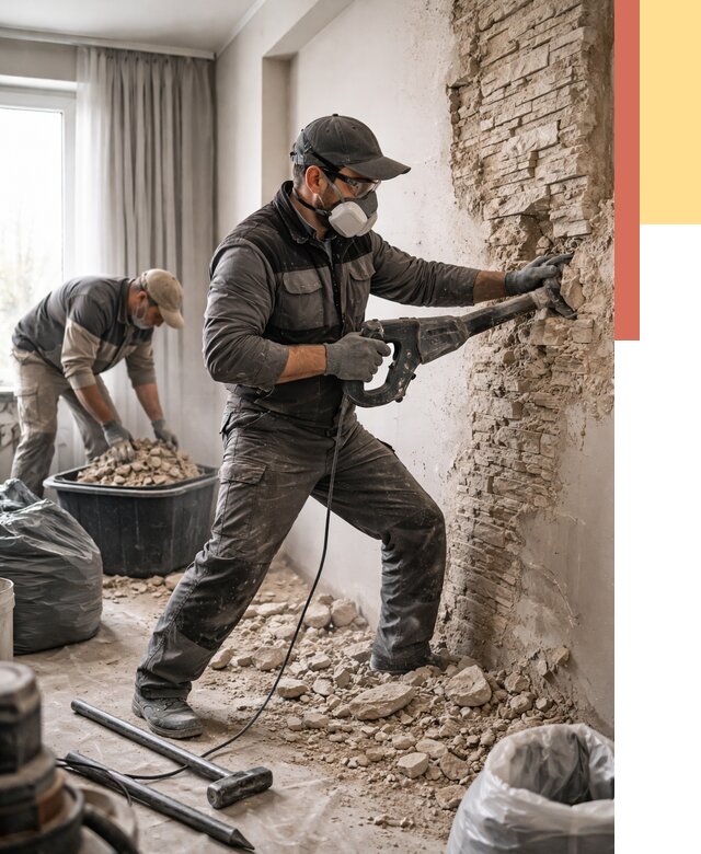 Демонтаж декоративного камня в Пензе от 1488 руб/м² — быстро и недорого | ОТДЕЛОЧНИК-Пнз