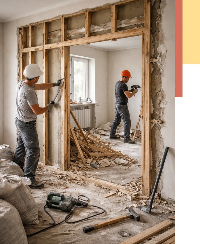 Демонтаж деревянных перегородок в Пензе от 3285 руб. — быстро и недорого | ОТДЕЛОЧНИК-Пнз