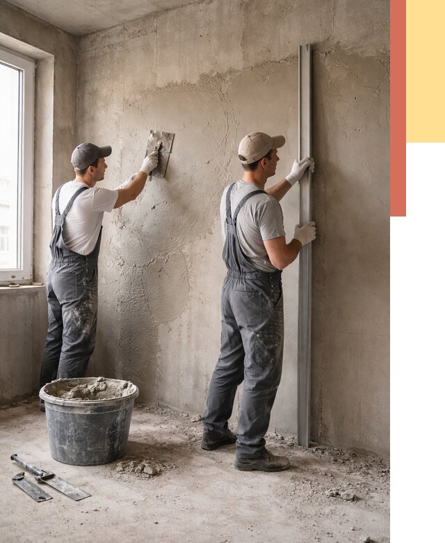 Штукатурка бетонных стен в Пензе от 4619 руб/м² — качественно и быстро | ОТДЕЛОЧНИК-Пнз