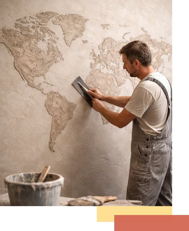 Декоративная штукатурка «Карта мира» под ключ в Пензе