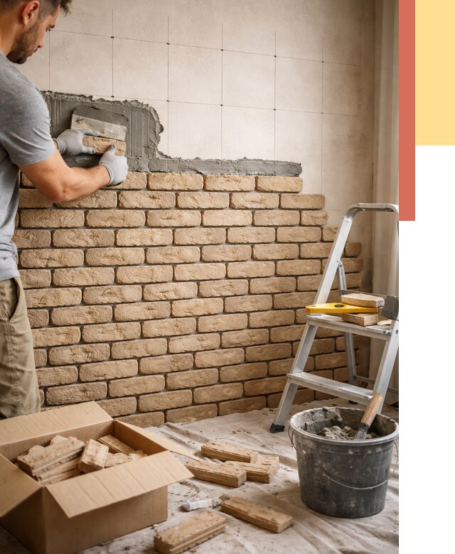 Монтаж декоративного кирпича в Пензе от 3285 руб./м² — быстро и недорого | ОТДЕЛОЧНИК-Пнз