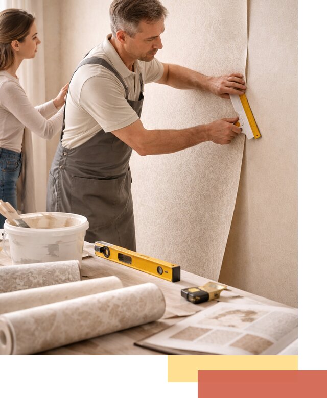 Поклейка обоев с подбором рисунка в Пензе