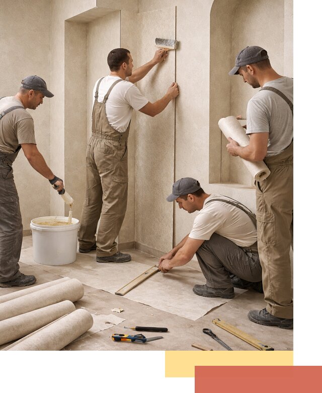 Поклейка обоев на сложные стены и неровные поверхности в Пензе