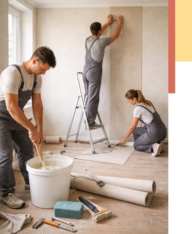 Оклейка стен обоями в Пензе от 3593 руб/м2 — быстро и недорого | ОТДЕЛОЧНИК-Пнз