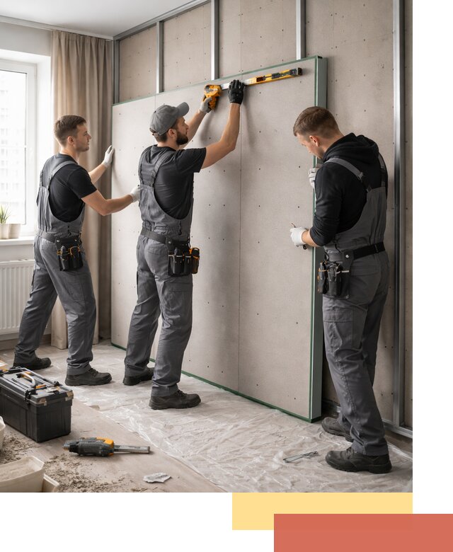 Шумоизоляция стен панелями ЗИПС в Пензе для жилых и коммерческих помещений