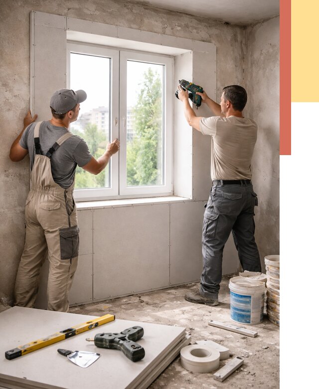 Монтаж откосов из гипсокартона в Пензе от 4619 руб. под ключ | ОТДЕЛОЧНИК-Пнз