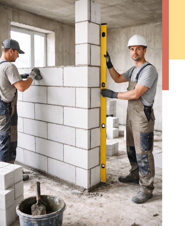 Кладка перегородок из пеноблока в Пензе от 1848 руб. под ключ | ОТДЕЛОЧНИК-Пнз