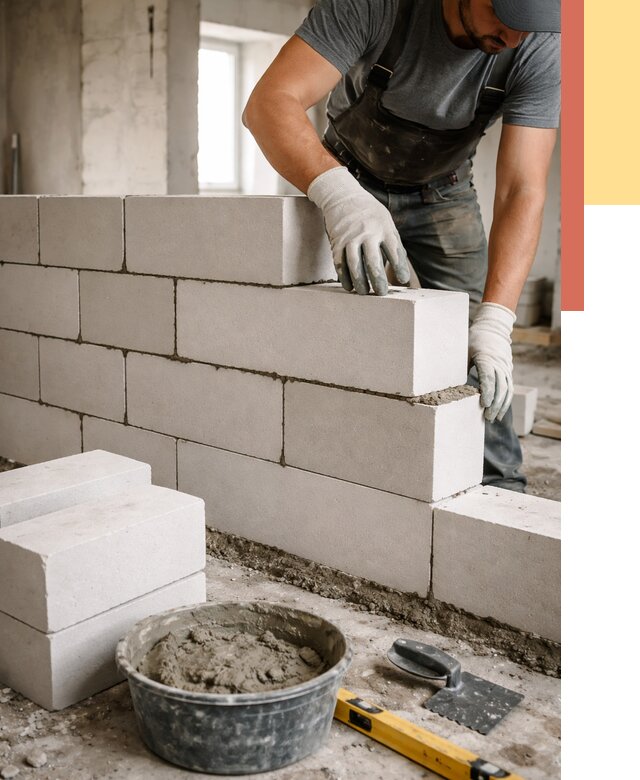 Кладка перегородок из силикатного блока в Пензе от 4106 руб. под ключ | ОТДЕЛОЧНИК-Пнз