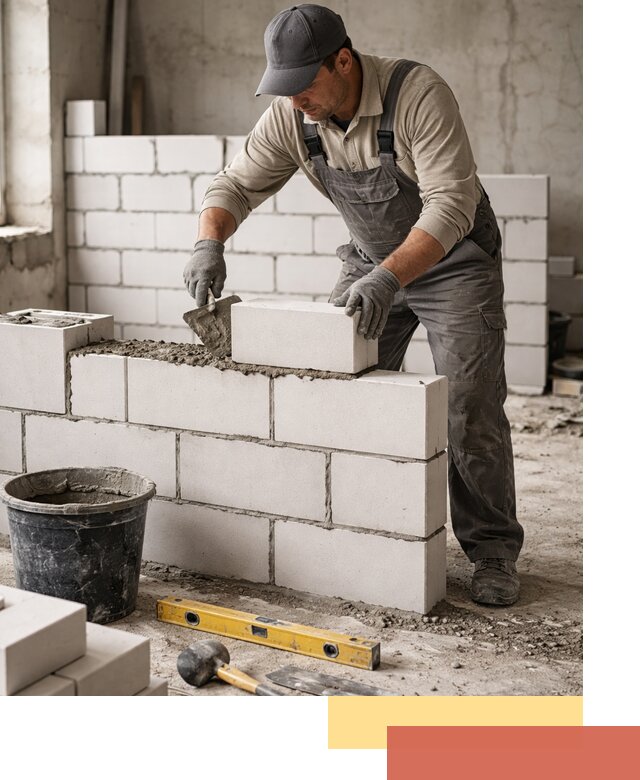 Кладка перегородок из силикатного блока в Пензе