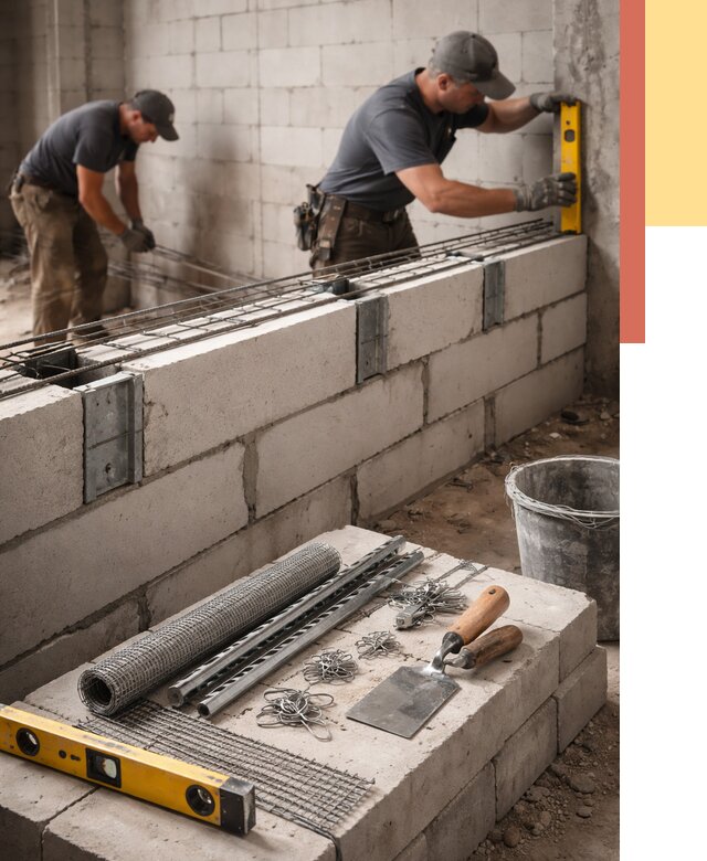 Армирование кладки перегородок в Пензе от 770 руб. под ключ | ОТДЕЛОЧНИК-Пнз