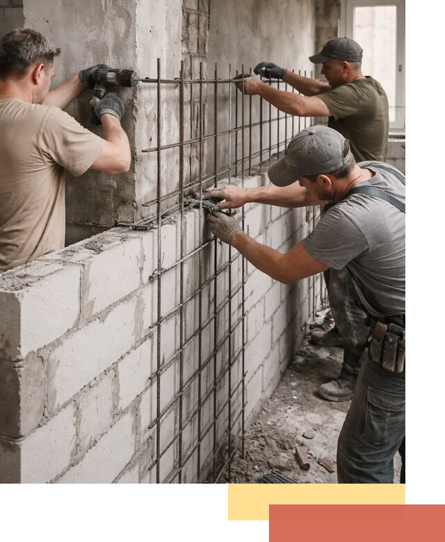 Армирование кладки перегородок в Пензе профессионально и надёжно