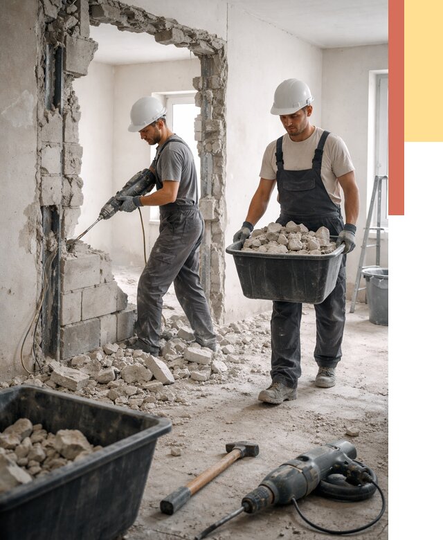 Демонтаж блоковых перегородок в Пензе от 3849 руб. — быстро и недорого | ОТДЕЛОЧНИК-Пнз