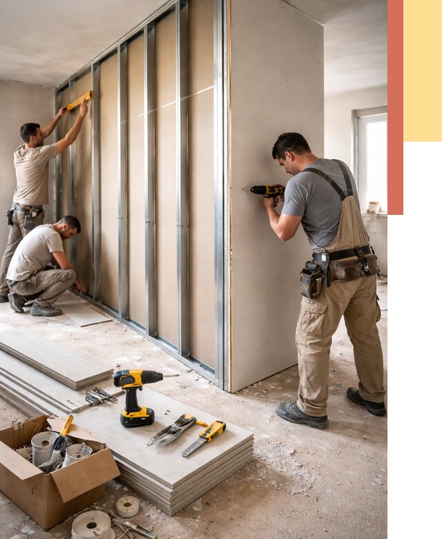 Монтаж однослойной перегородки из гипсокартона в Пензе от 667 руб. | ОТДЕЛОЧНИК-Пнз