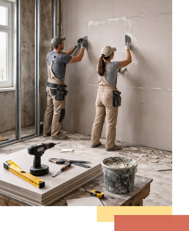 Монтаж двухслойной перегородки из гипсокартона в Пензе