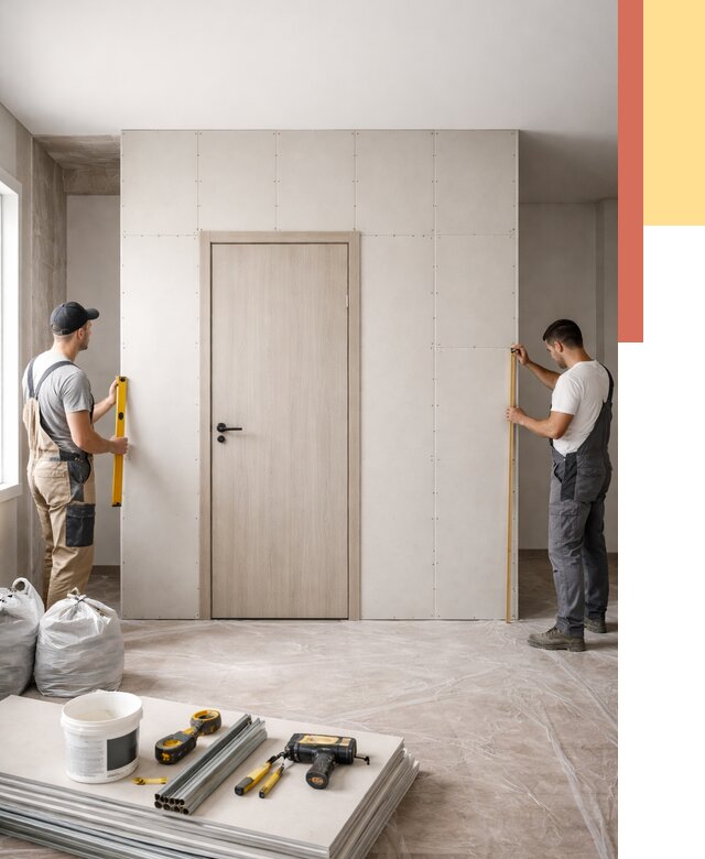 Перегородка из гипсокартона с дверью в Пензе от 4619 руб. под ключ | ОТДЕЛОЧНИК-Пнз