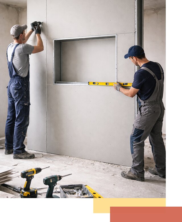 Перегородка из гипсокартона с нишей под декор в Пензе