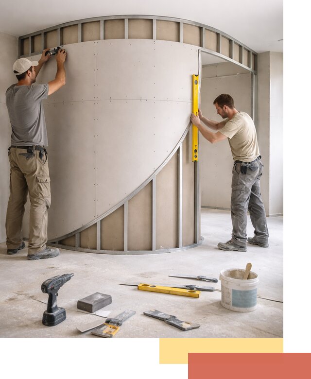 Радиусная перегородка из гипсокартона в Пензе под ключ