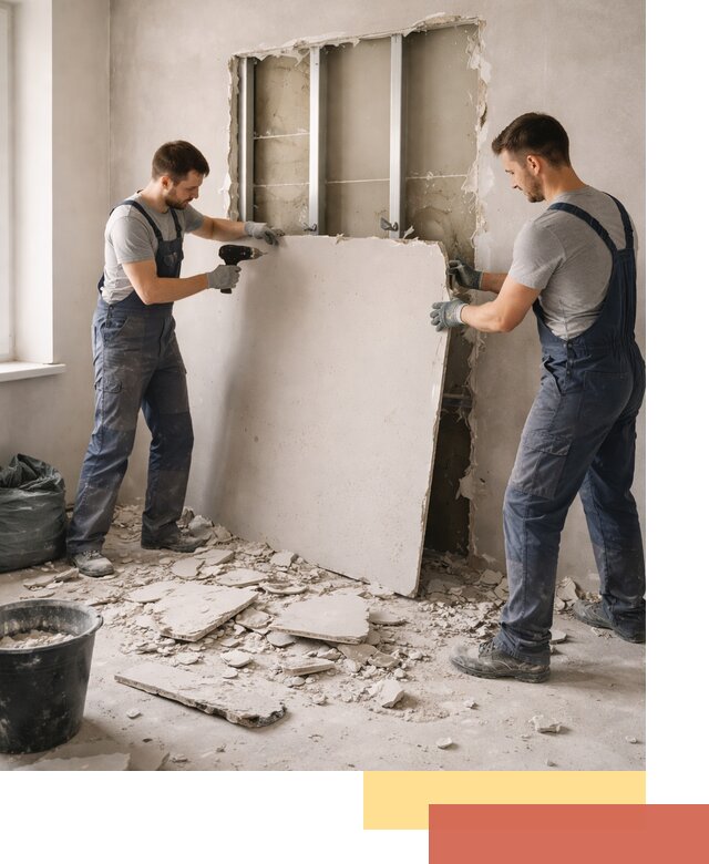 Демонтаж перегородки из гипсокартона в Пензе быстрый и аккуратный