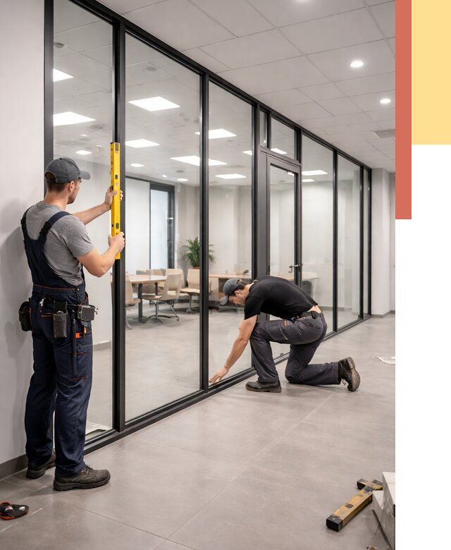 Каркасные стеклянные перегородки в Пензе под ключ от 9444 руб. | ОТДЕЛОЧНИК-Пнз