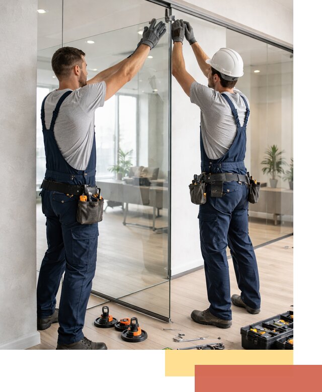 Безрамные стеклянные перегородки под ключ в Пензе