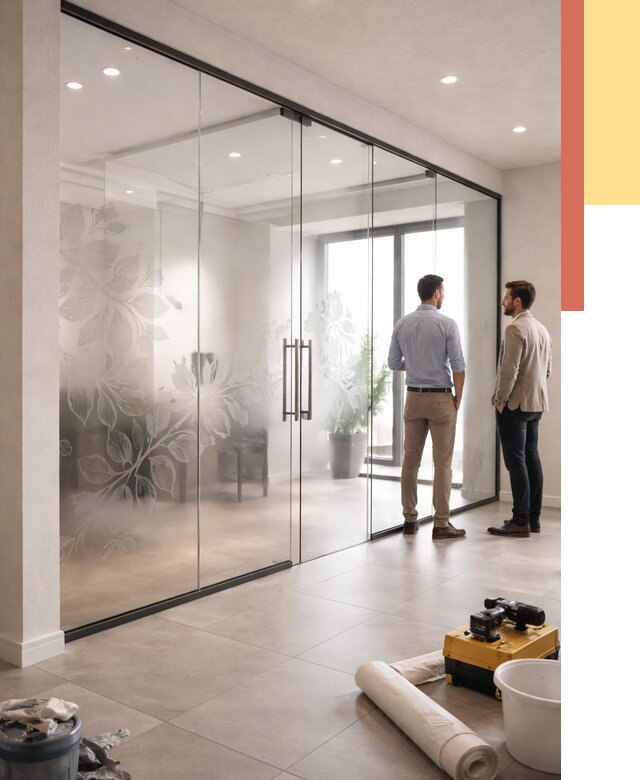 Стеклянные перегородки с рисунком в Пензе от 12831 руб. монтаж и нанесение | ОТДЕЛОЧНИК-Пнз