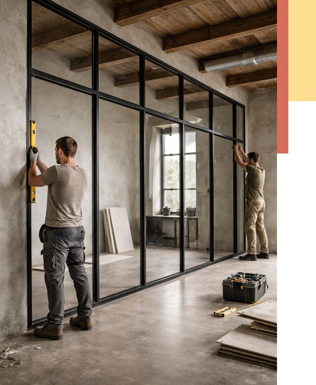 Стеклянные перегородки лофт в Пензе от 10778 руб. под ключ | ОТДЕЛОЧНИК-Пнз