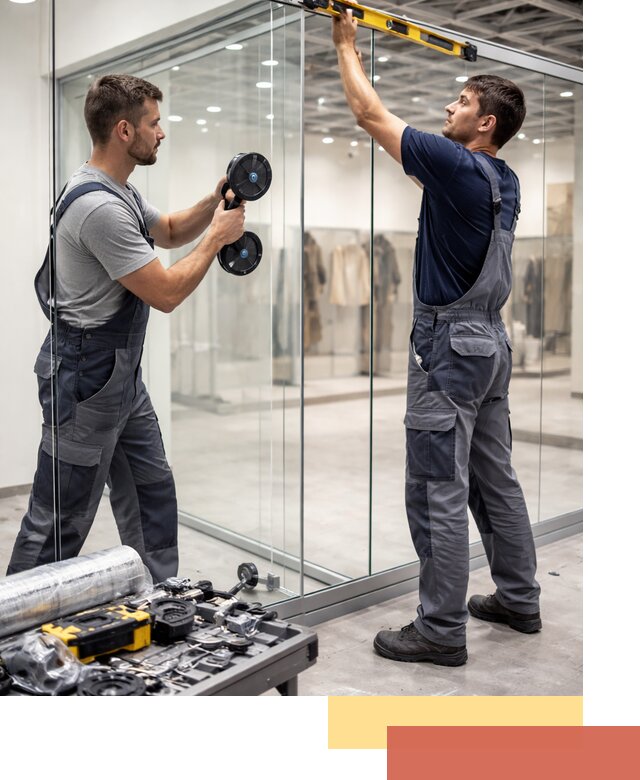 Стеклянные перегородки для магазинов в Пензе — монтаж и установка