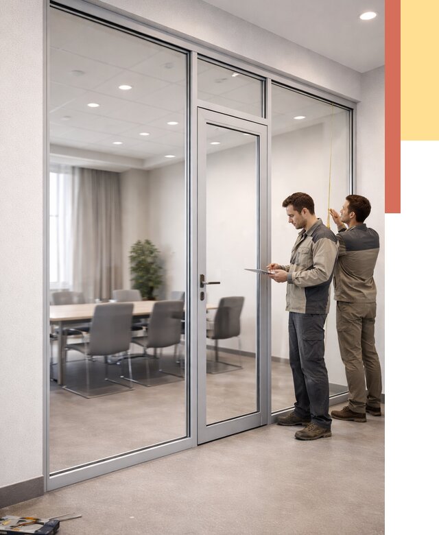 Установка и монтаж алюминиевых перегородок со стеклом в Пензе от 8417 руб. | ОТДЕЛОЧНИК-Пнз