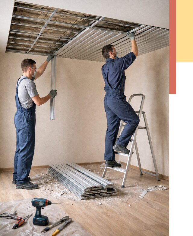 Демонтаж реечного потолка в Пензе от 4619 руб. быстро и недорого | ОТДЕЛОЧНИК-Пнз