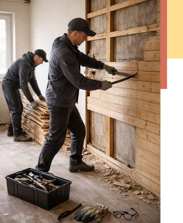 Демонтаж вагонки в Пензе от 3901 руб/м2 — быстро и недорого | ОТДЕЛОЧНИК-Пнз