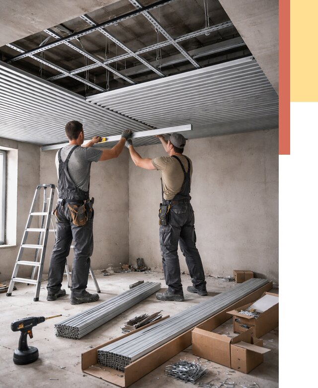 Монтаж реечного потолка в Пензе от 4619 руб. под ключ | ОТДЕЛОЧНИК-Пнз