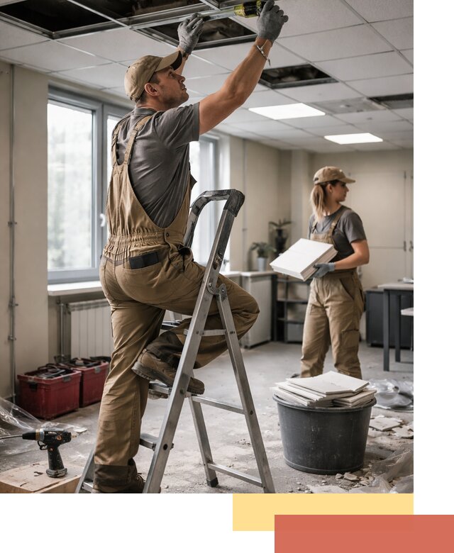 Ремонт потолка Армстронг и замена плит в Пензе