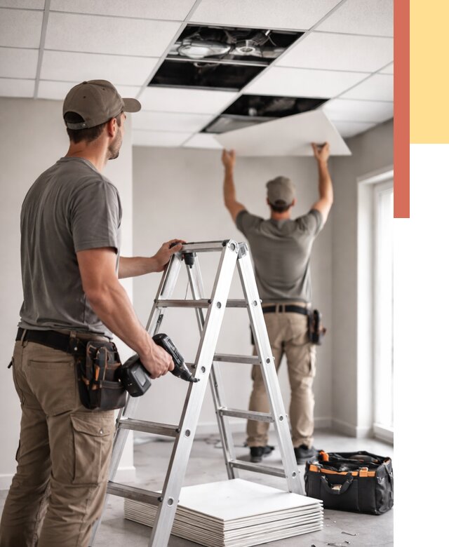 Обслуживание подвесного потолка в Пензе от 3593 руб. — быстро и недорого | ОТДЕЛОЧНИК-Пнз