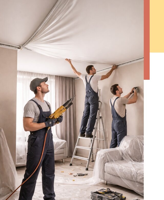 Установка натяжного потолка в Пензе от 4619 руб. | Быстро и недорого — ОТДЕЛОЧНИК-Пнз