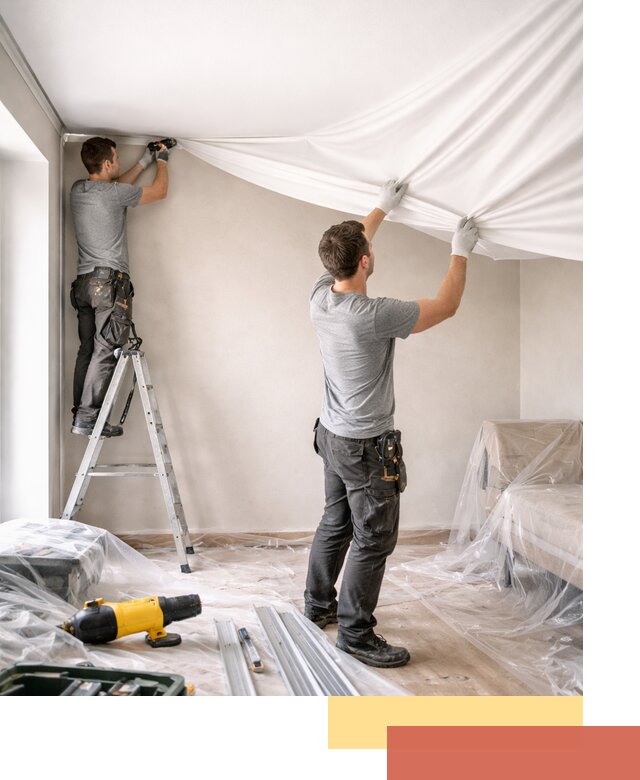 Монтаж тканевого натяжного потолка в Пензе недорого и быстро