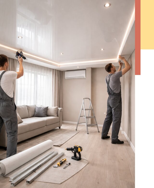 Монтаж глянцевого натяжного потолка в Пензе от 770 руб. под ключ | ОТДЕЛОЧНИК-Пнз