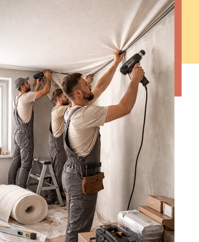 Монтаж фактурного натяжного потолка в Пензе от 770 руб. — ОТДЕЛОЧНИК-Пнз