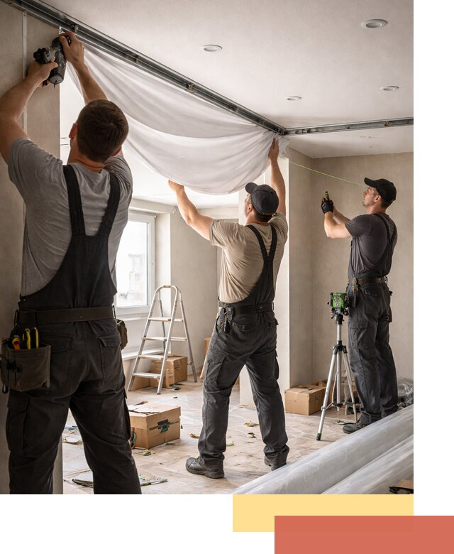 Монтаж парящего натяжного потолка под ключ в Пензе