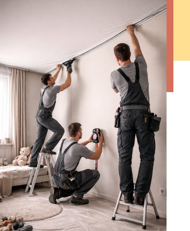 Монтаж натяжного потолка в детской в Пензе от 3593 руб. — быстро и недорого | ОТДЕЛОЧНИК-Пнз