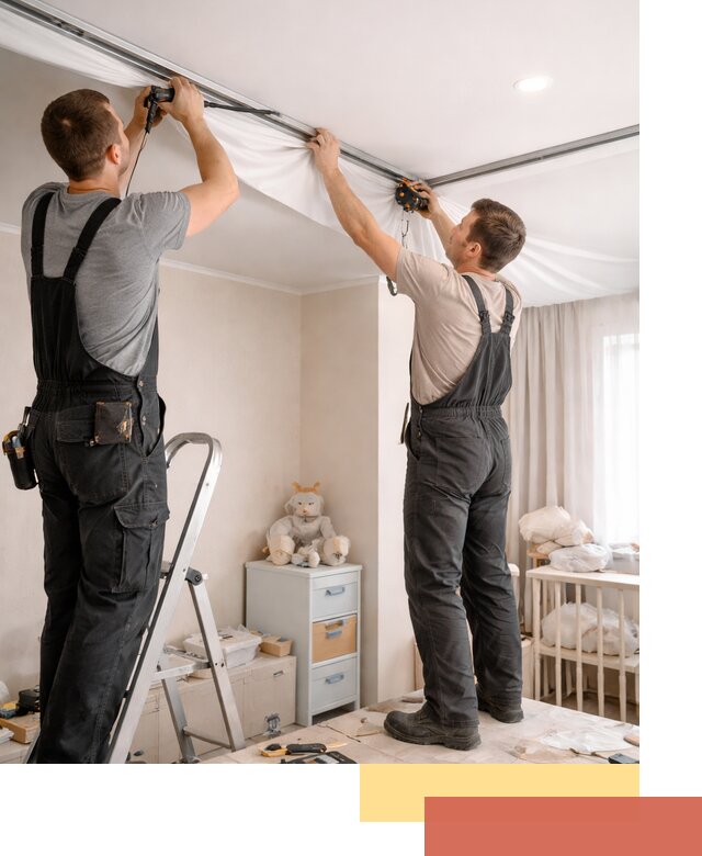 Монтаж натяжного потолка в детской комнате в Пензе