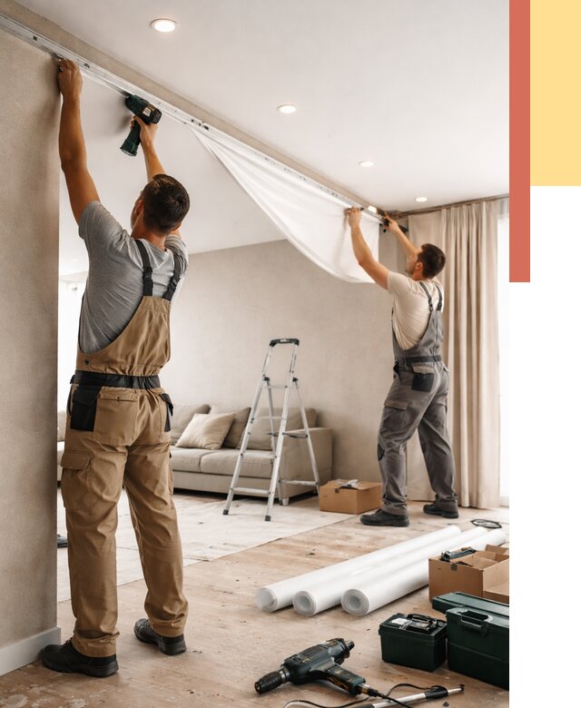 Монтаж натяжного потолка в гостиной в Пензе от 565 руб. | ОТДЕЛОЧНИК-Пнз