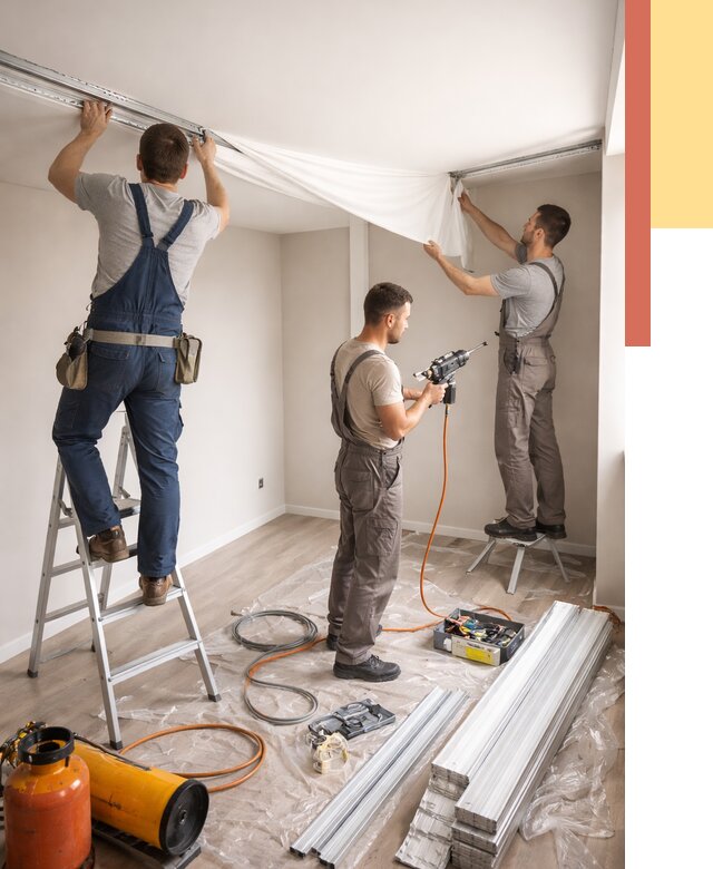 Монтаж натяжного потолка в студии в Пензе от 5646 руб. — быстро и недорого | ОТДЕЛОЧНИК-Пнз