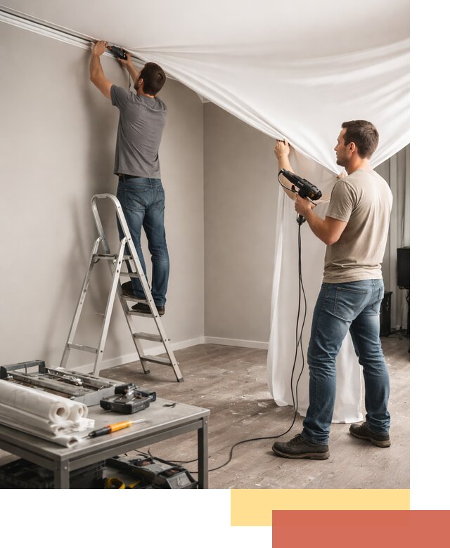 Монтаж натяжного потолка в студии в Пензе