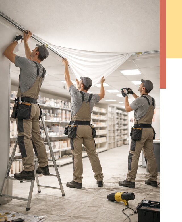 Монтаж натяжного потолка в магазине в Пензе от 4619 руб. быстро и недорого | ОТДЕЛОЧНИК-Пнз