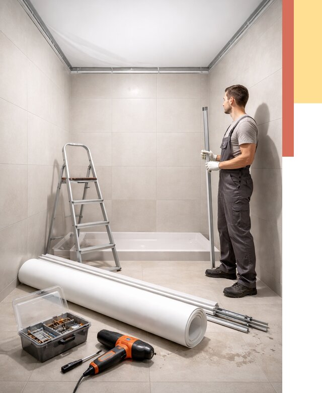 Монтаж натяжного потолка в санузле в Пензе от 1899 руб. — ОТДЕЛОЧНИК-Пнз