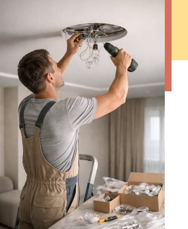 Установка люстры в натяжной потолок в Пензе от 1232 руб. | Быстро и недорого — ОТДЕЛОЧНИК-Пнз