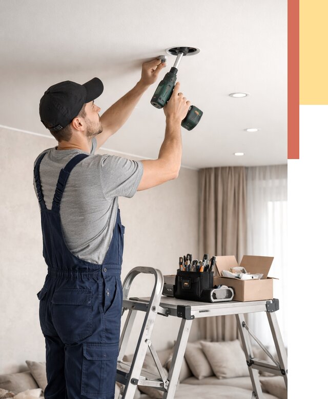 Установка и монтаж точечных светильников в натяжной потолок в Пензе от 1848 руб. | ОТДЕЛОЧНИК-Пнз