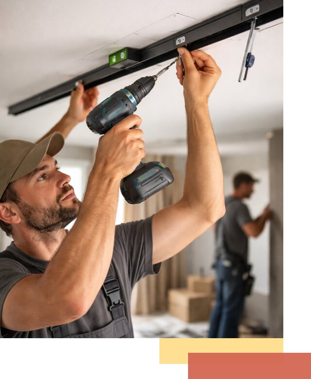 Установка трековых светильников в натяжной потолок в Пензе