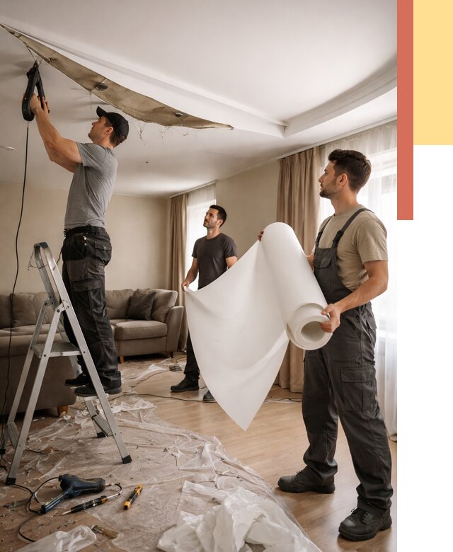 Замена полотна натяжного потолка в Пензе от 9752 руб. быстро и недорого | ОТДЕЛОЧНИК-Пнз